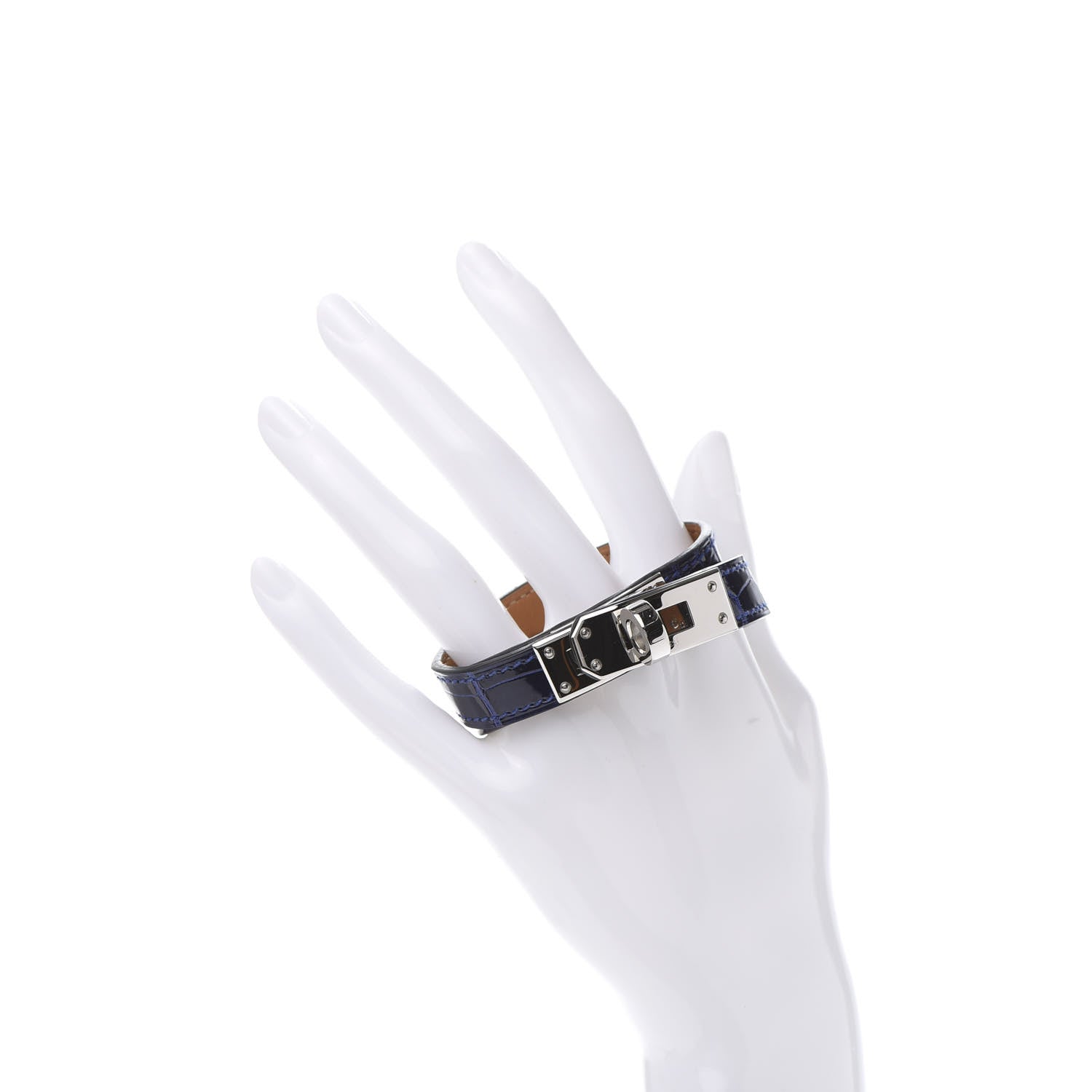 Hermes Shiny Alligator Kelly Double Tour Bracelet XS Bleu Electrique 2 of 6