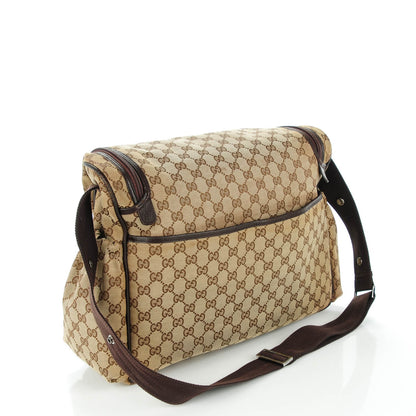 Gucci Monogram Natural Pigskin Large Diaper Bag Beige Ebony Cocoa Dark Chocolate 3 of 7