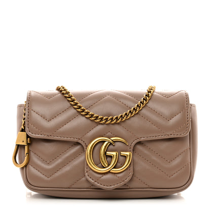 Gucci Calfskin Matelasse Super Mini GG Marmont Shoulder Bag Porcelain Rose 1 of 10