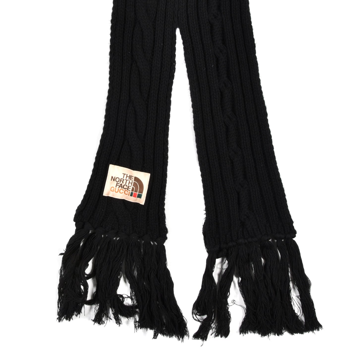 X NORTH FACE Wool Ribbed Knit Scarf Black