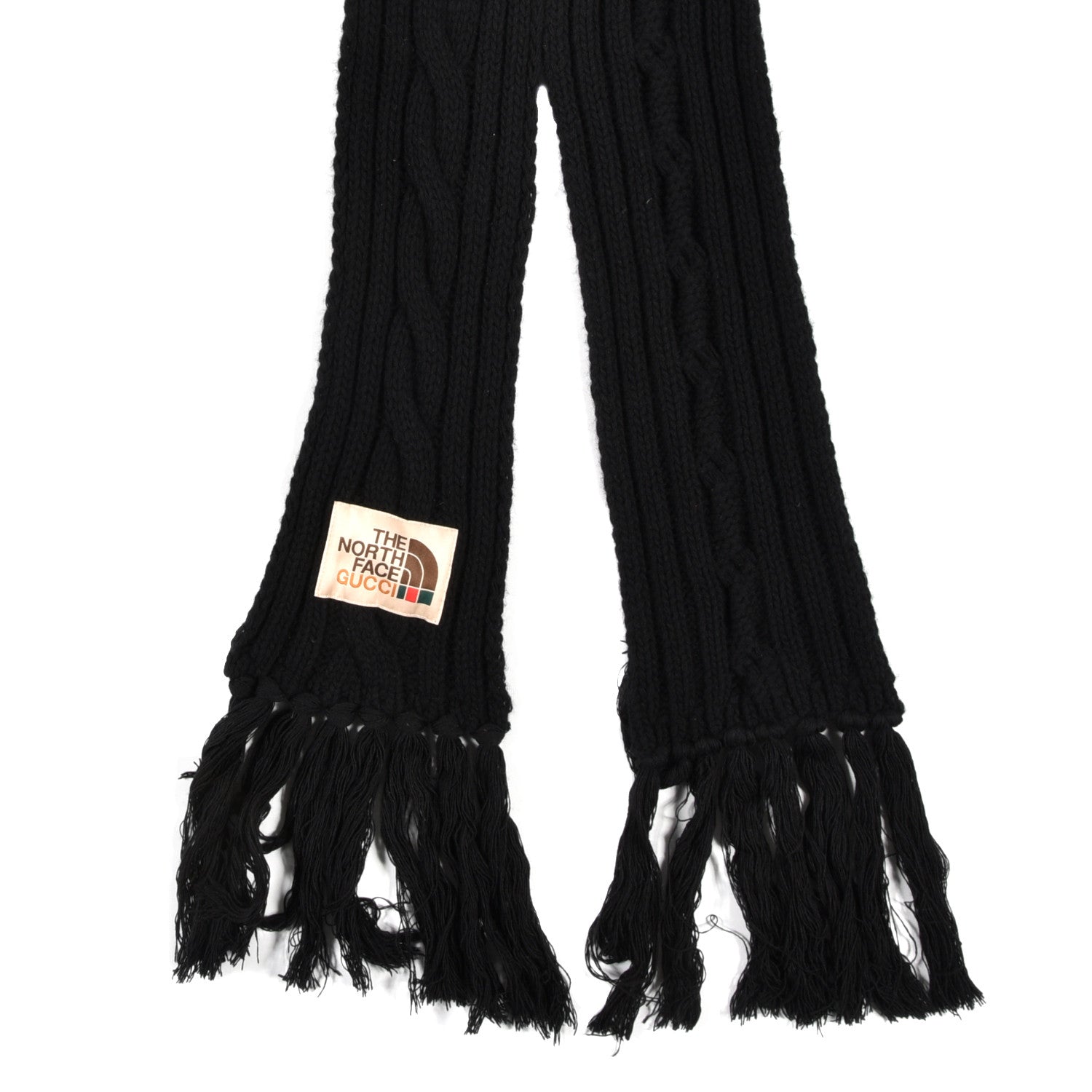 Gucci X NORTH FACE Wool Ribbed Knit Scarf Black 2 of 3