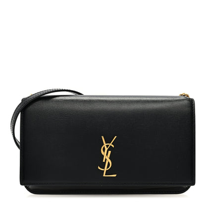 Saint Laurent Smooth Calfskin Monogram Phone Holder Crossbody Black 1 of 8