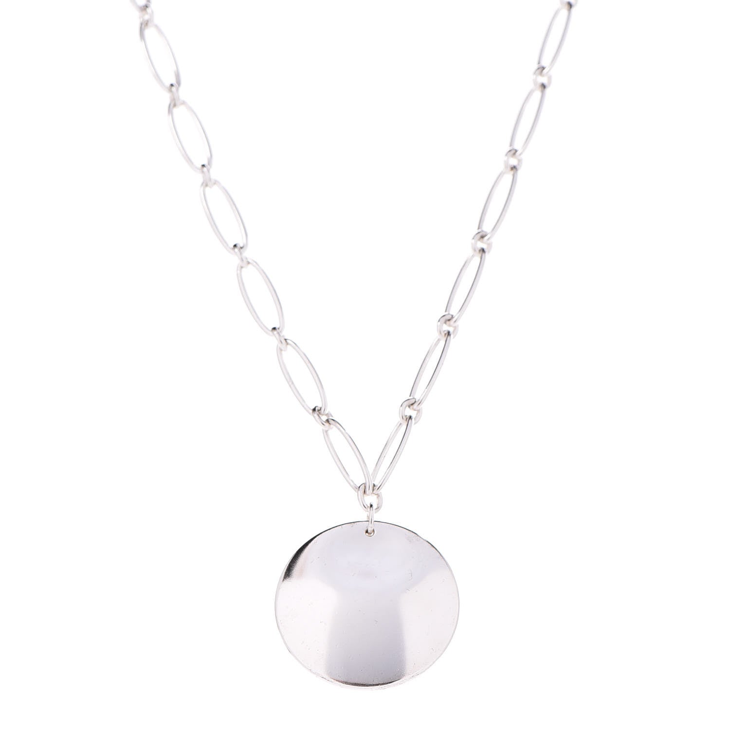 Tiffany Sterling Silver Elsa Peretti Round Disc Pendant Necklace 1 of 6