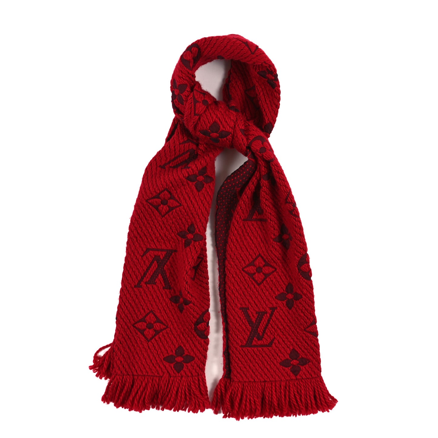 Wool Silk Logomania Scarf Rubis
