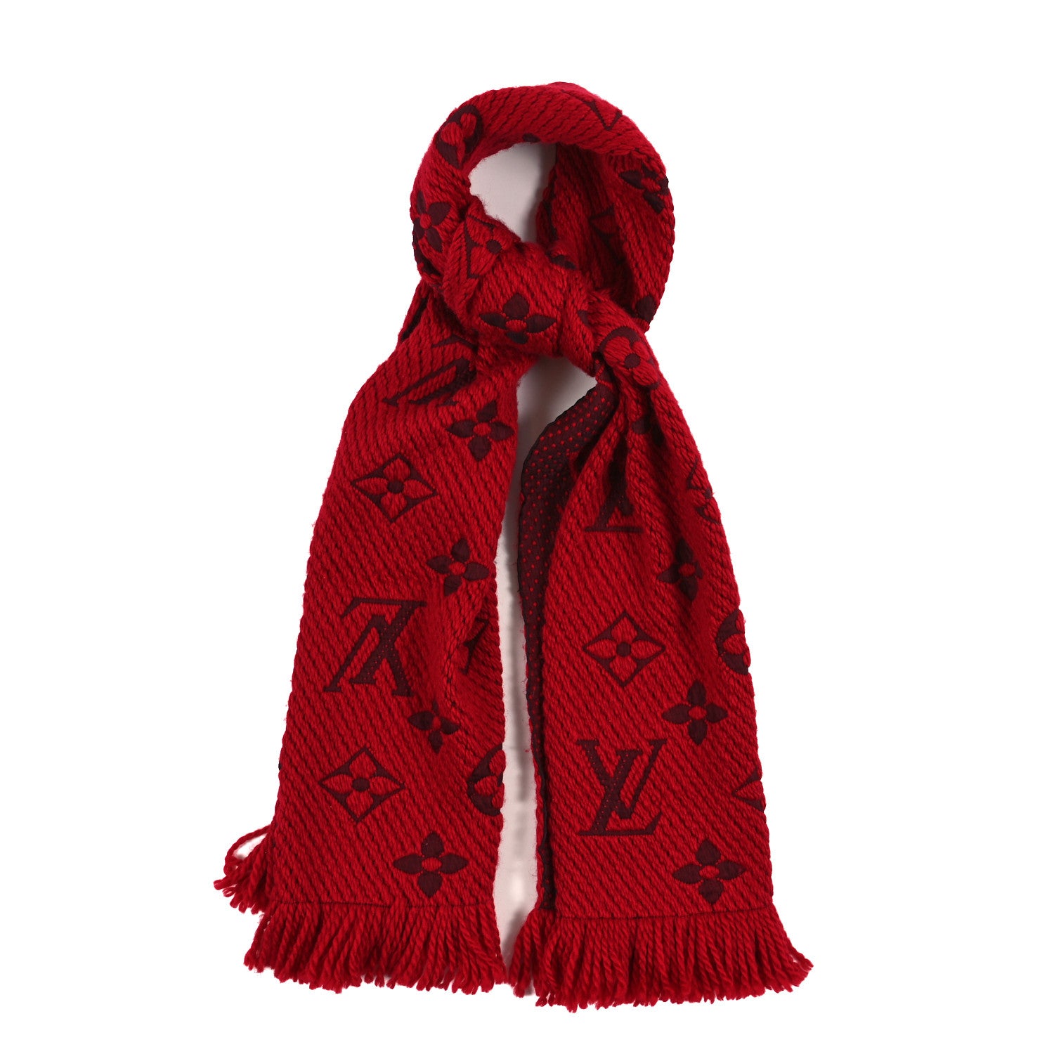 Louis Vuitton Wool Silk Logomania Scarf Rubis 1 of 3