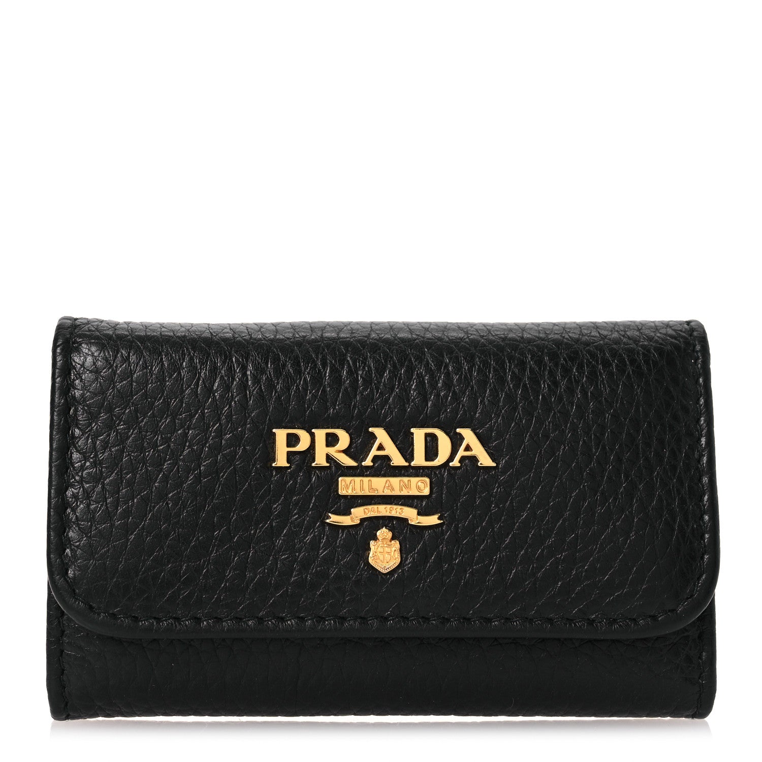 Prada Vitello Grain Move 6 Key Holder Black 1 of 9