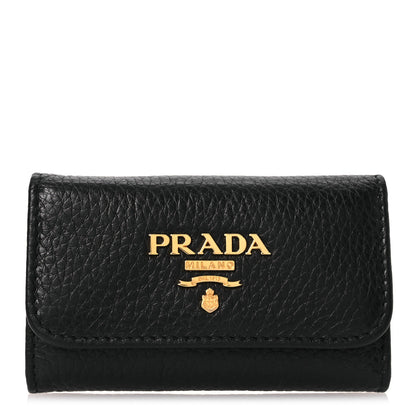 Prada Vitello Grain Move 6 Key Holder Black 1 of 9