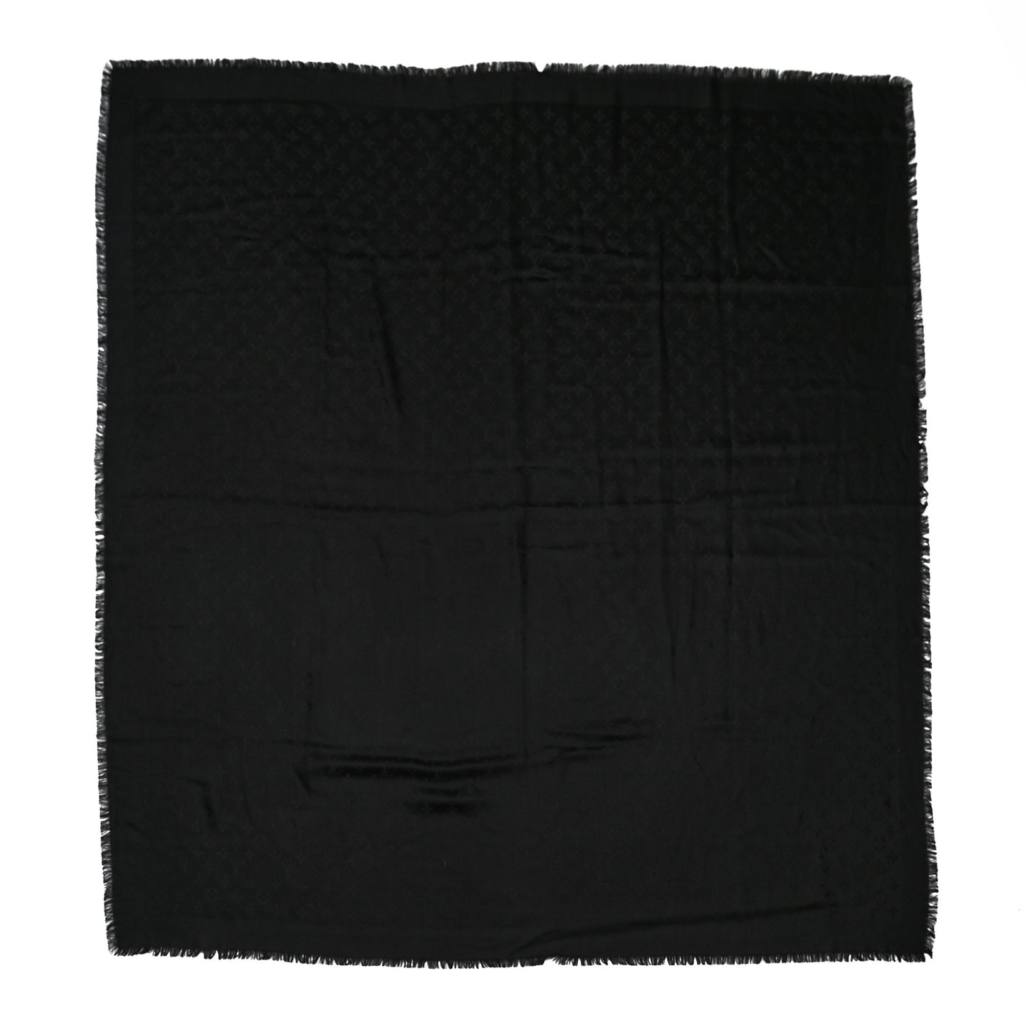 Silk Wool Monogram Shawl Black
