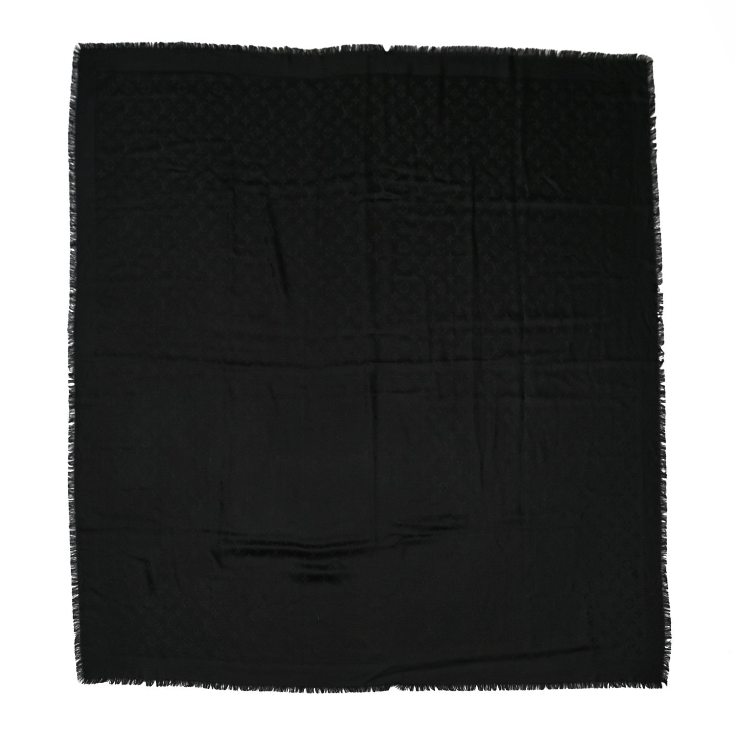 Louis Vuitton Silk Wool Monogram Shawl Black 1 of 4