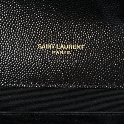 Saint Laurent Grain De Poudre Textured Mixed Matelasse Triquilt Monogram Clutch Black 6 of 13