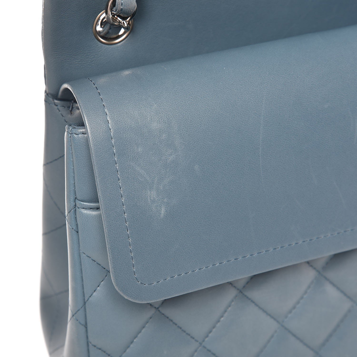Chanel Lambskin Quilted Jumbo Double Flap Blue 8 of 10