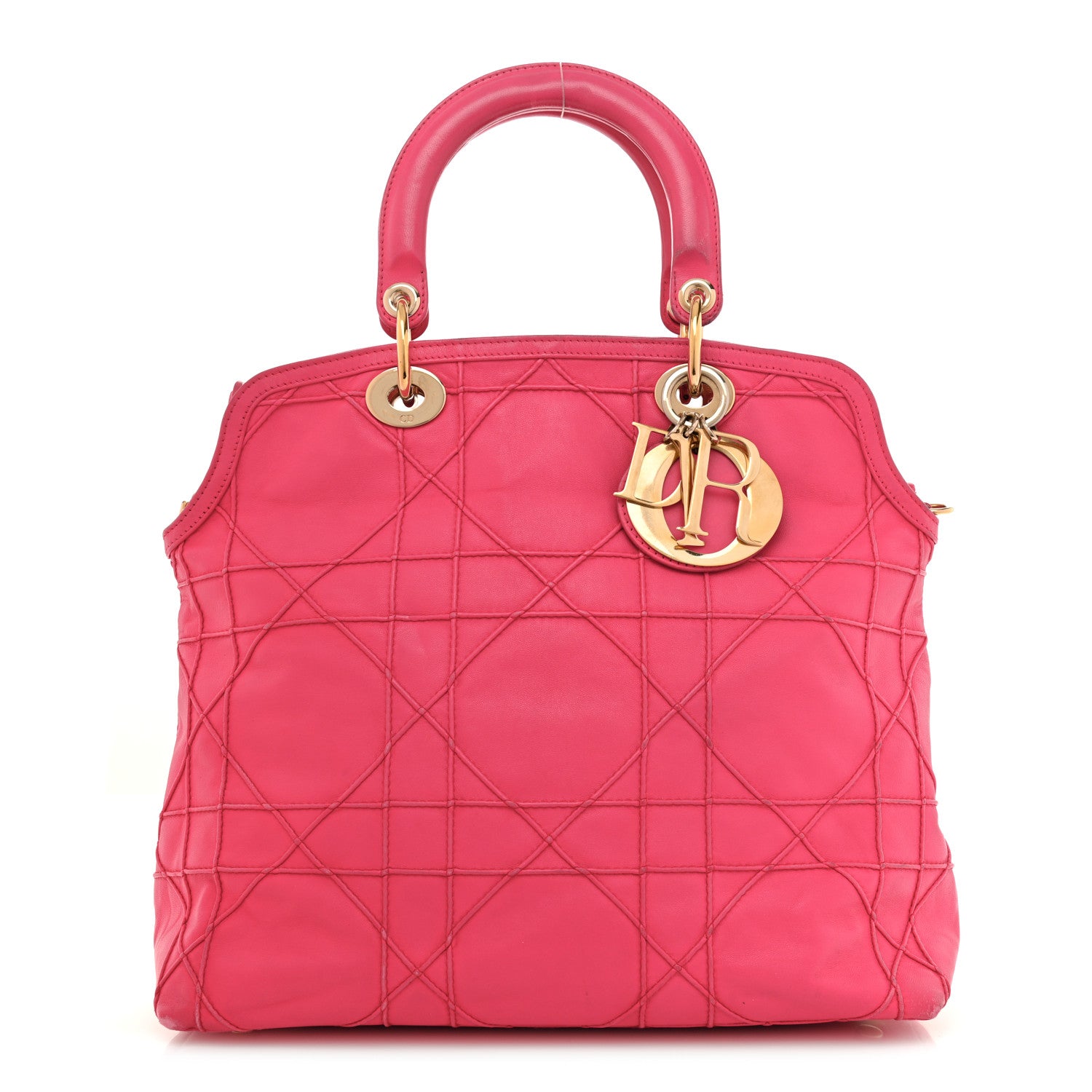 Christian Dior Lambskin Cannage Medium Granville Tote Fuchsia 1 of 15