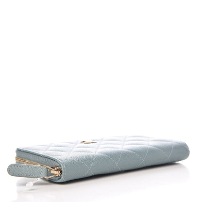 Chanel Iridescent Caviar Quilted Medium Zip Around Wallet Light Blue 4 of 9
