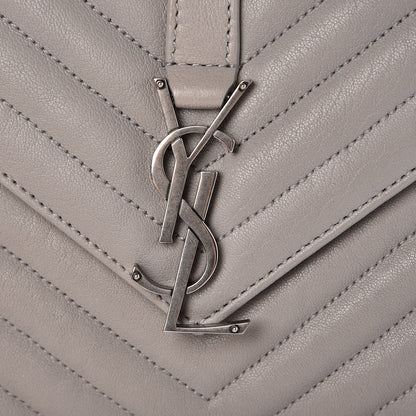 Saint Laurent Sheepskin Matelasse Medium College Monogram Bag Light Grey 9 of 10