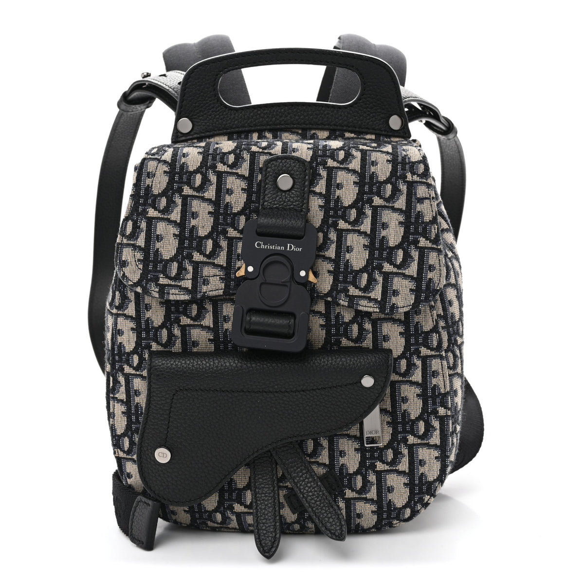 HOMME Oblique Calfskin Mens Mini Saddle Backpack Navy Blue