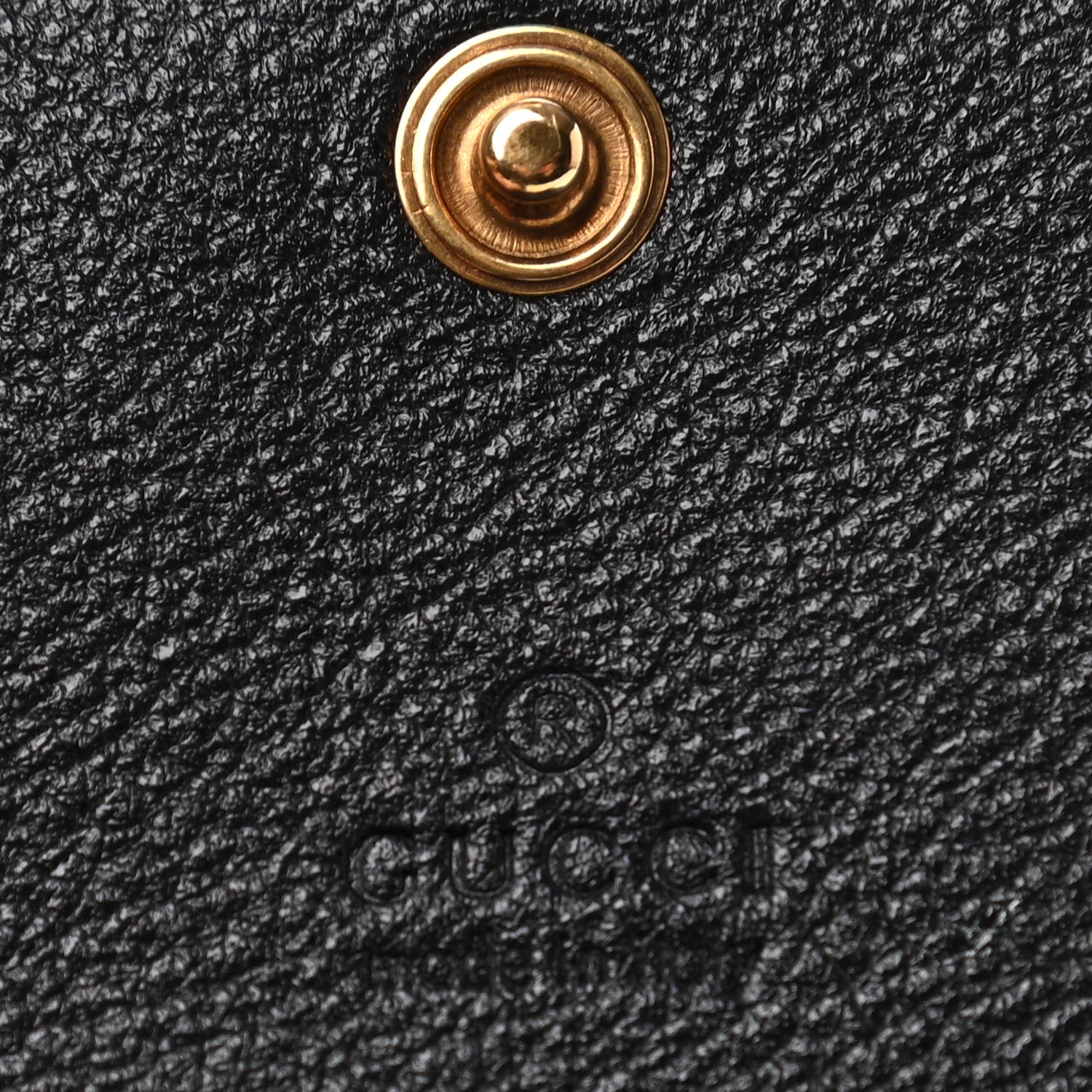 Gucci Wonka Grain Calfskin Diana Card Case Wallet Black 6 of 9