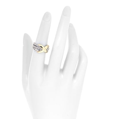 David Yurman Sterling Silver 14K Yellow Gold X Triple Row Ring 51 5.75 2 of 4