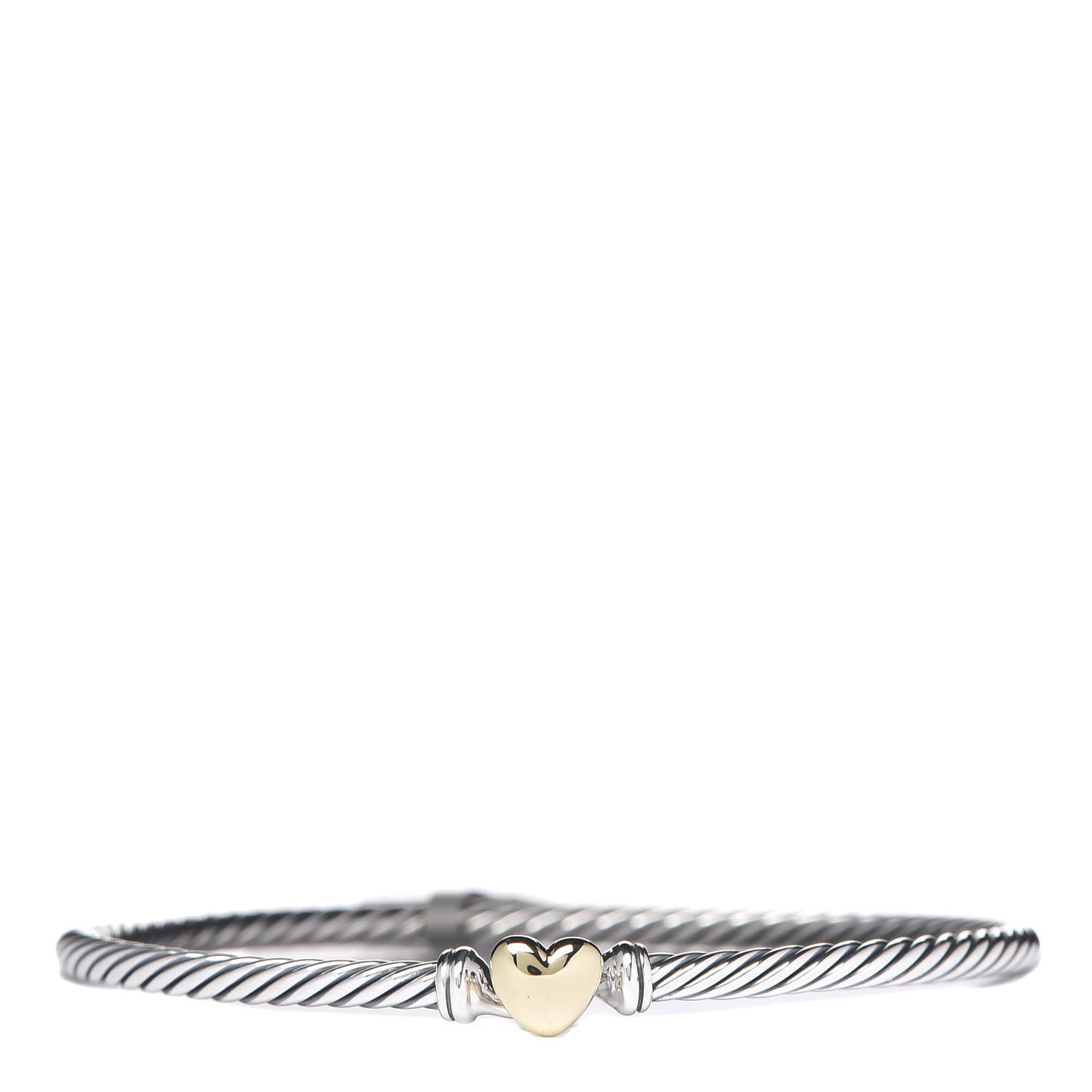 Sterling Silver 18K Yellow Gold 3mm Cable Collectibles Heart Bracelet