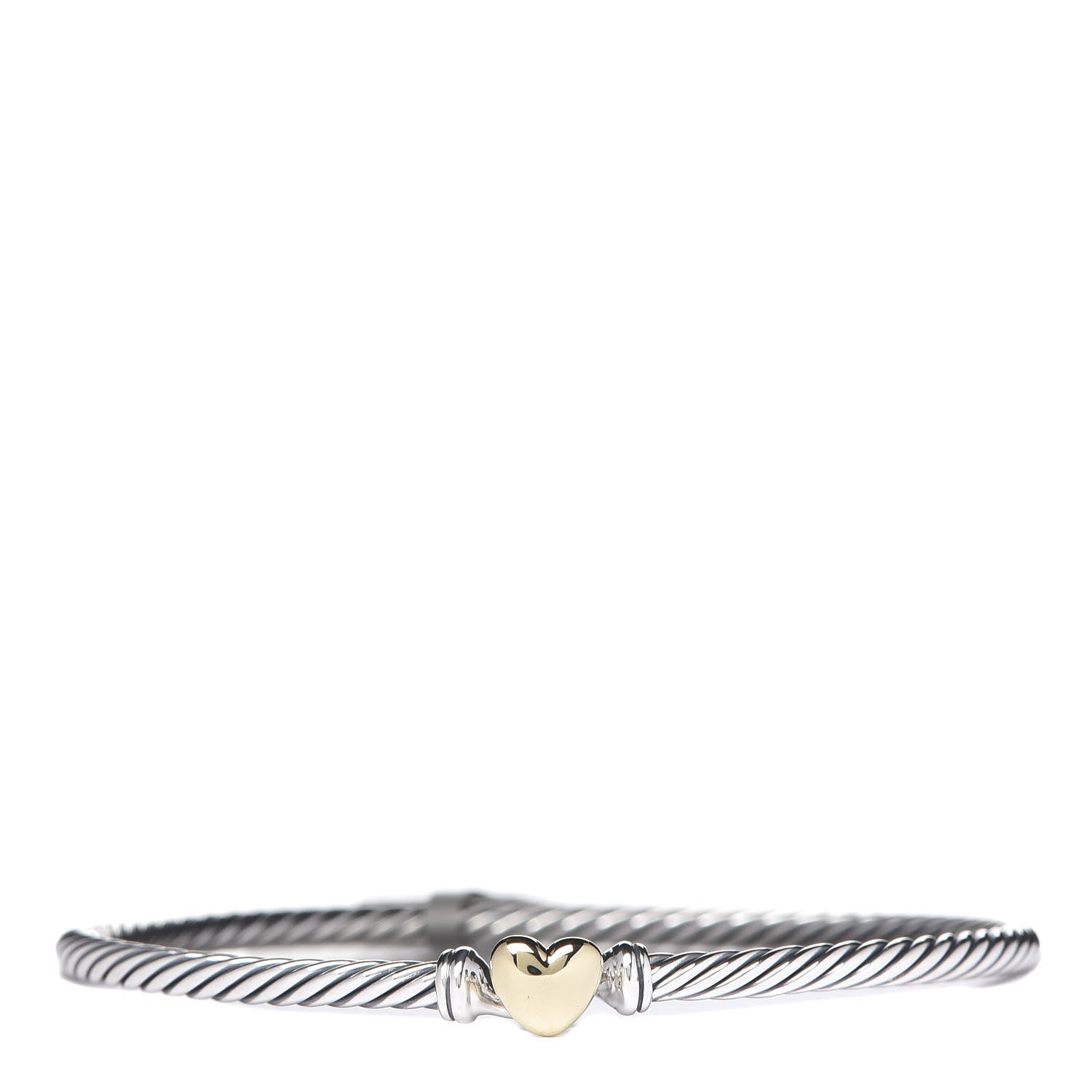 David Yurman Sterling Silver 18K Yellow Gold 3mm Cable Collectibles Heart Bracelet 1 of 4