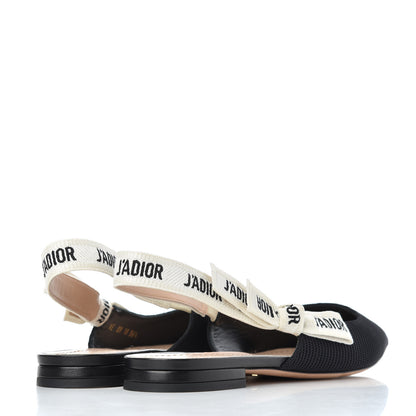 Christian Dior Technical Canvas Ribbon J'Adior Slingback Ballet Flats 36.5 Black 4 of 14
