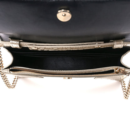Balenciaga Shiny Calfskin Crocodile Embossed Hourglass Chain Bag Light Gold 5 of 9