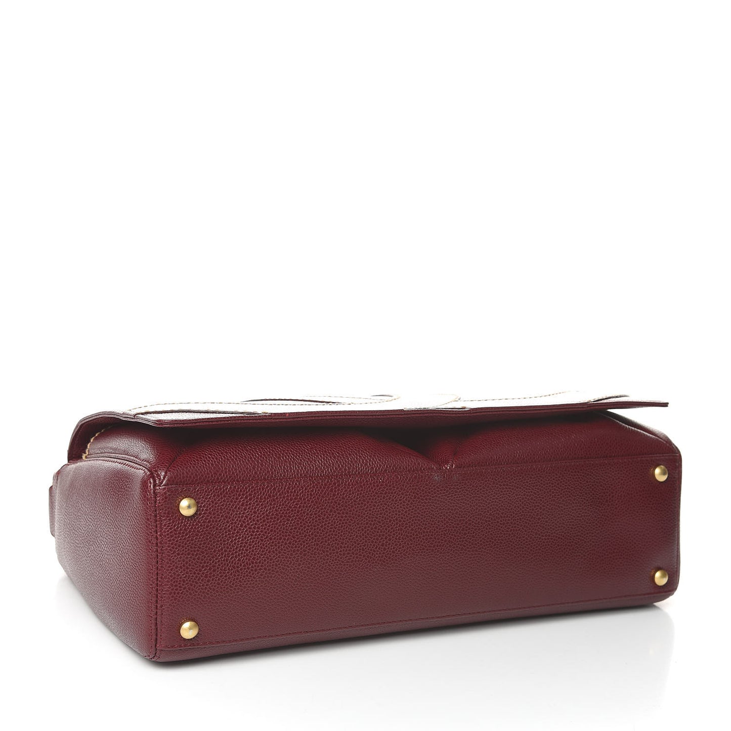 Caviar CC Stitched Medium Flap Shoulder Bag Burgundy