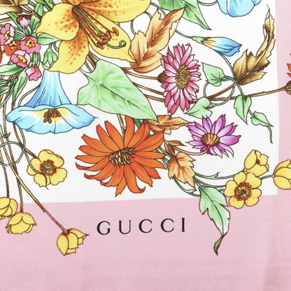 Gucci Silk Twill Eighties Bouquet Square Scarf Pink Ivory 3 of 5