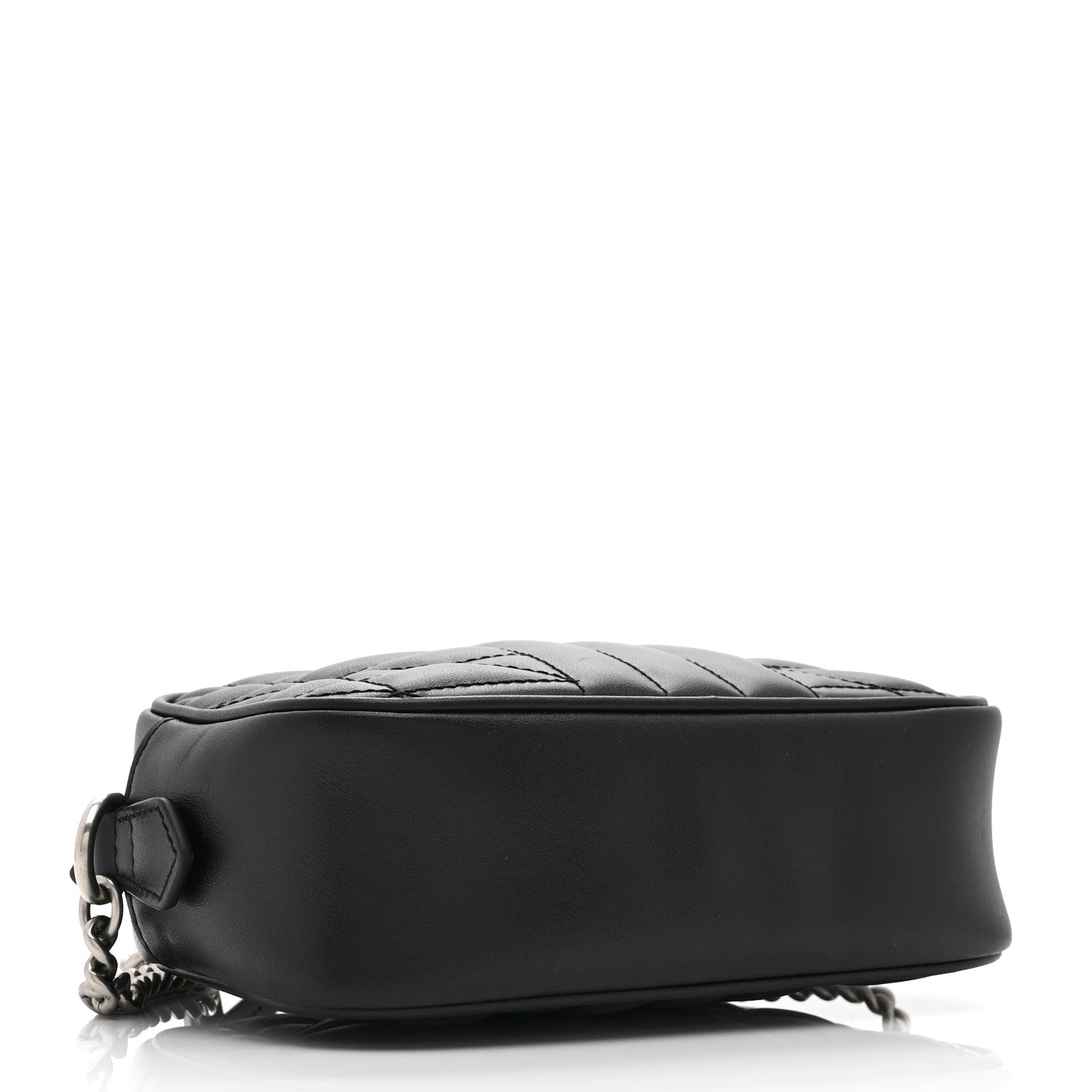 Gucci Calfskin Matelasse Aria Mini GG Marmont Chain Shoulder Bag Black 4 of 11