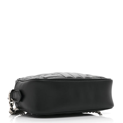Gucci Calfskin Matelasse Aria Mini GG Marmont Chain Shoulder Bag Black 4 of 11