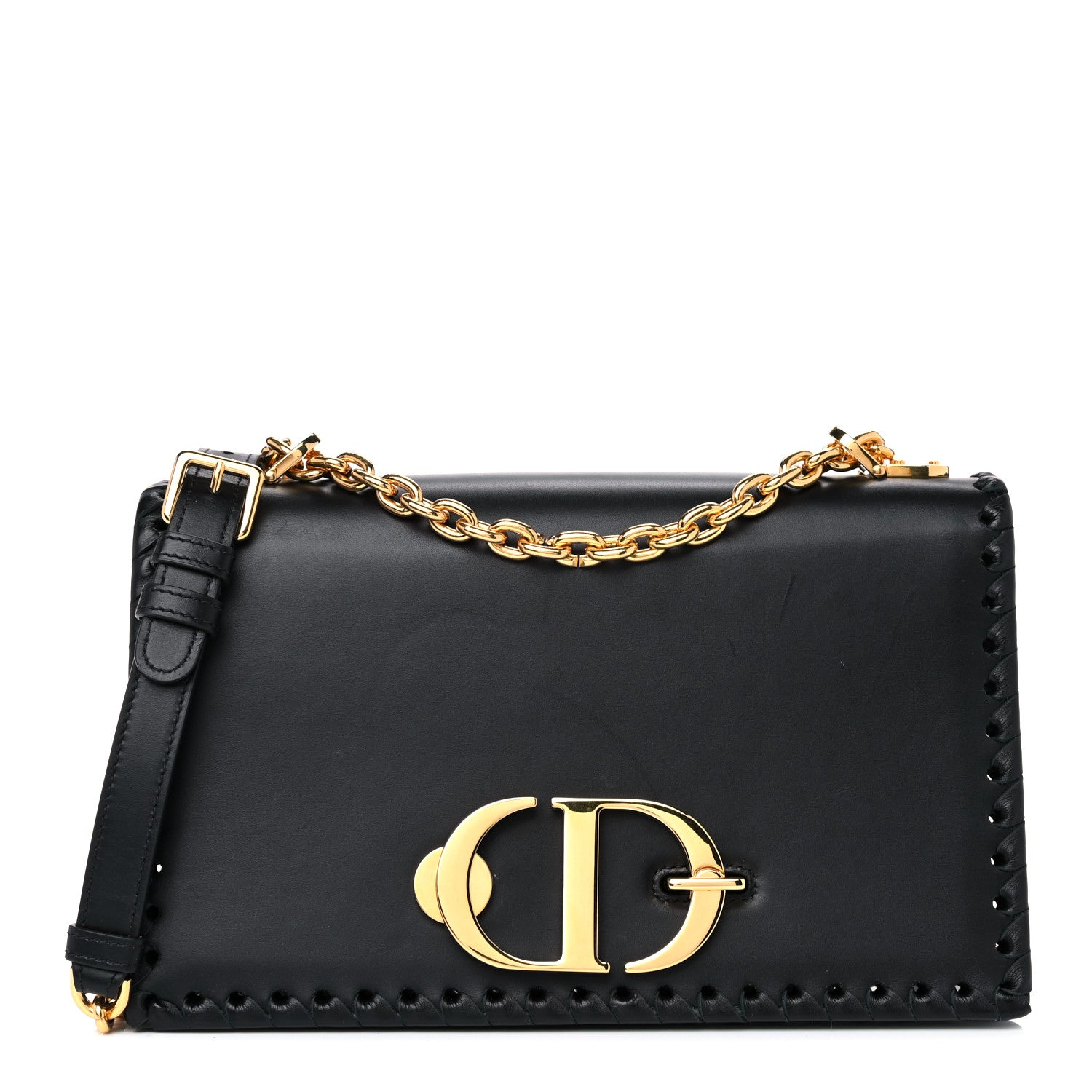 Christian Dior Calfskin Braided 30 Montaigne Chain Flap Bag Black 1 of 18