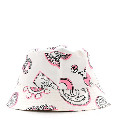 Chanel Cotton Heart Print Bucket Hat M White Rose 6 of 9