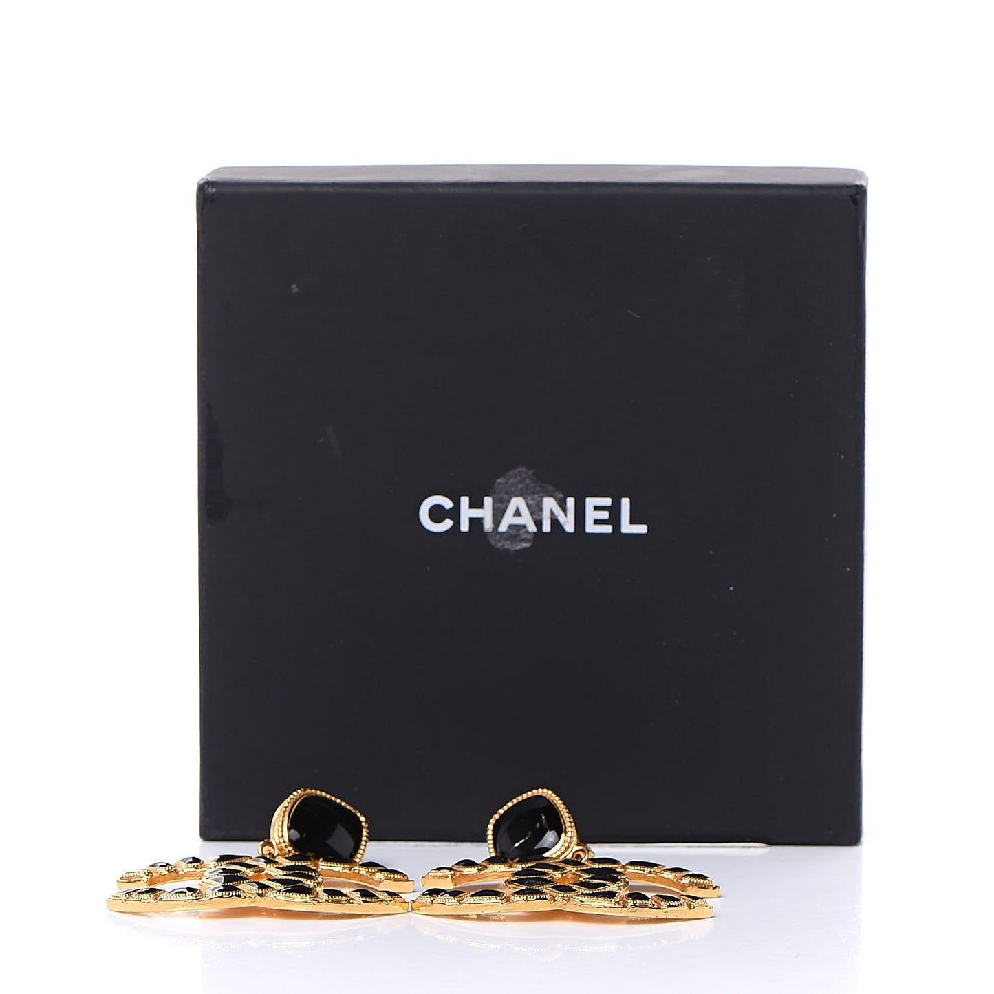 Resin Along The Nile CC Clip On Earrings Gold Black
