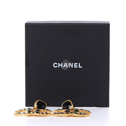 Chanel Resin Along The Nile CC Clip On Earrings Gold Black 5 of 5