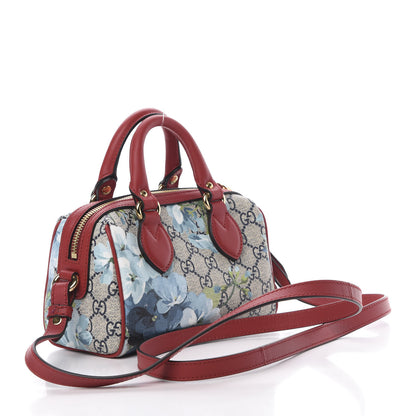 Gucci GG Supreme Monogram Blooms Mini Boston Navy Blue Hibiscus 4 of 13