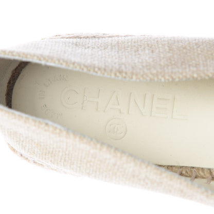 Chanel Linen Sequin CC Espadrilles 37 Beige Black 9 of 12