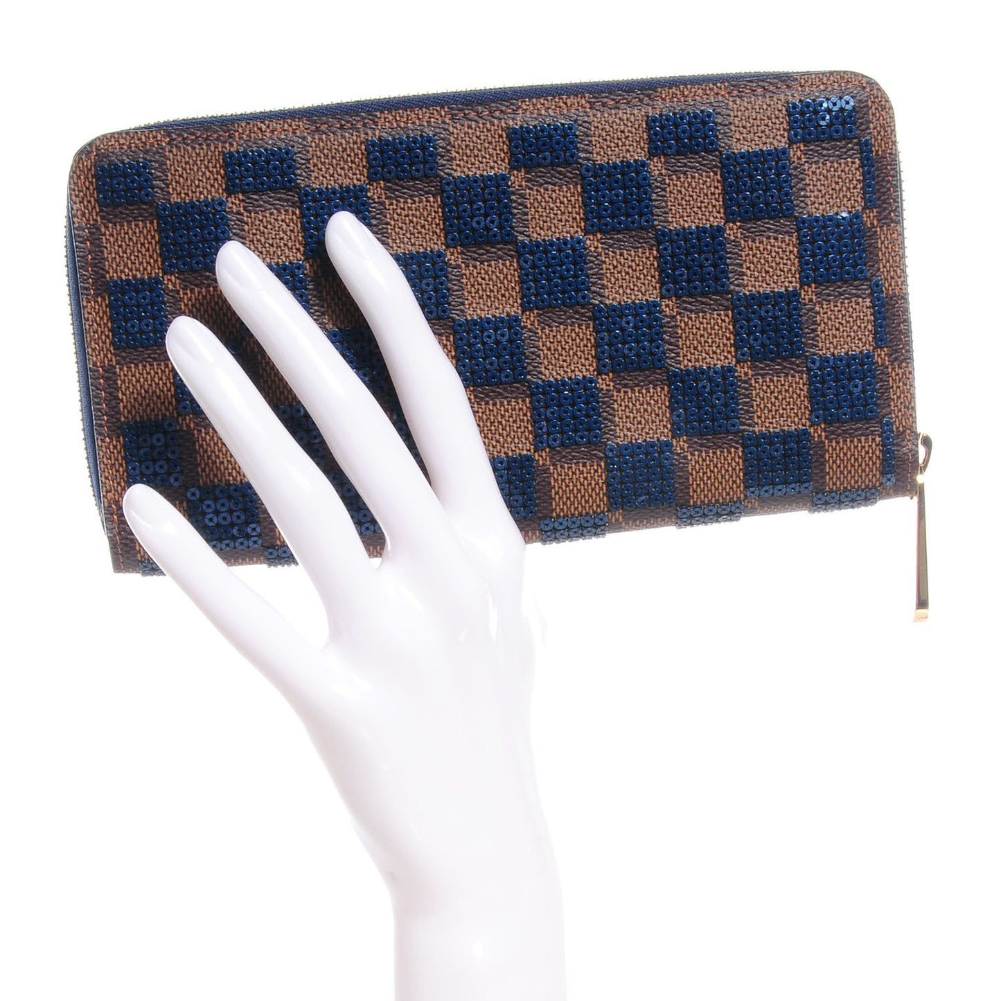 Damier Paillettes Zippy Wallet Blue