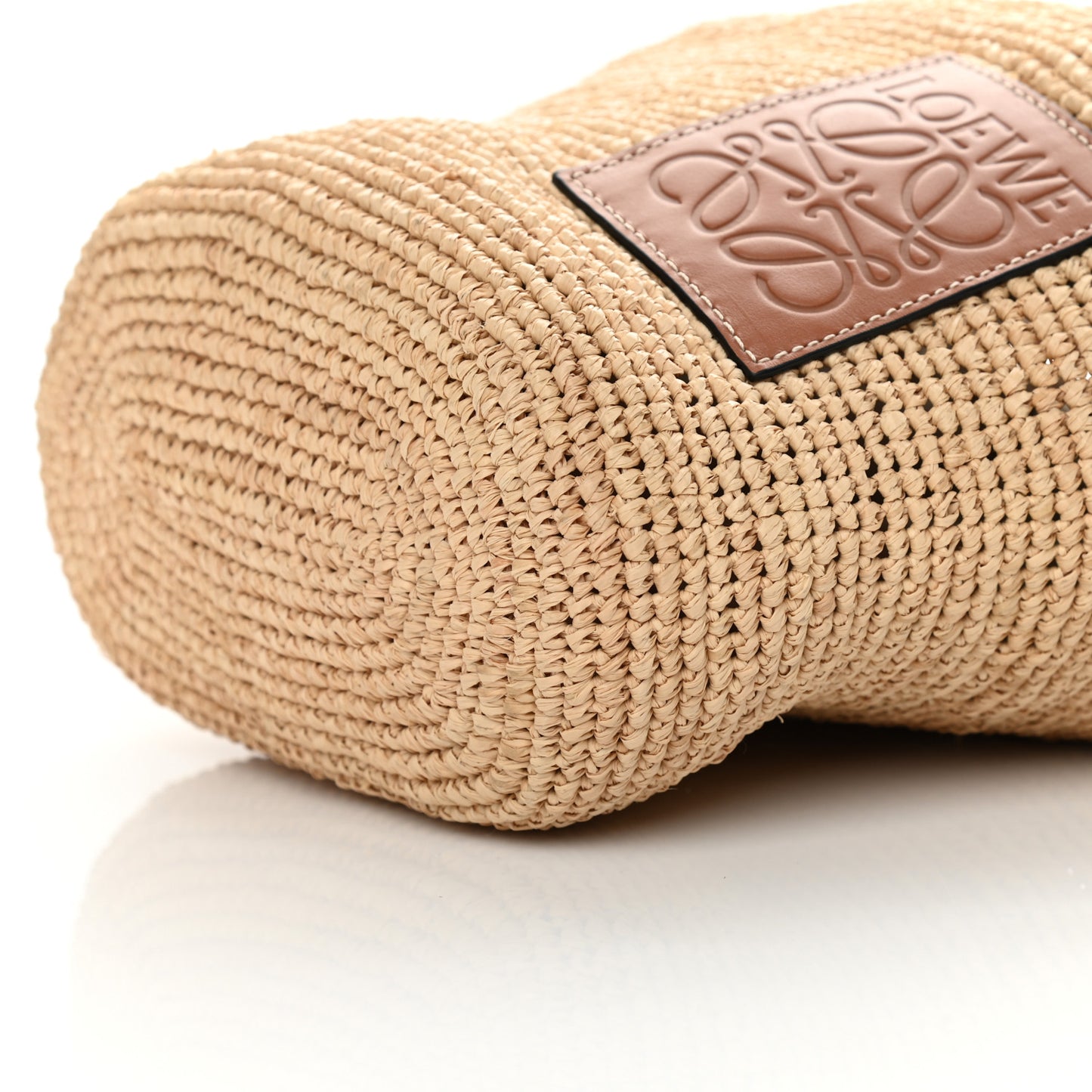 Calfskin Raffia Bucket Bag Natural Tan