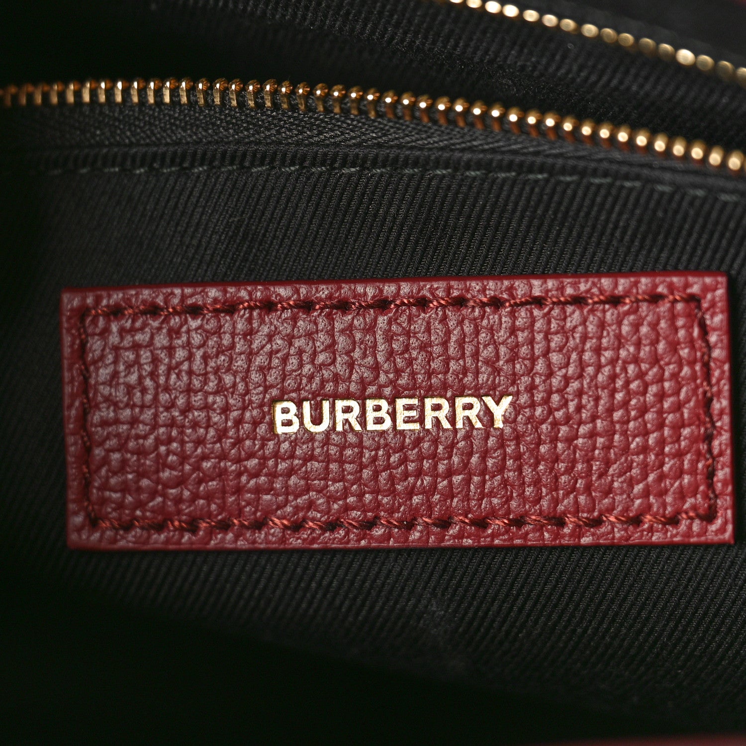 Burberry Grainy Calfskin House Check Medium Banner Tote Mahogany Red 6 of 9