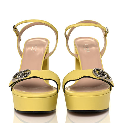 Gucci Calfskin GG Marmont Ankle Wrap 30/115mm Platform Sandals 39.5 Banana 2 of 8