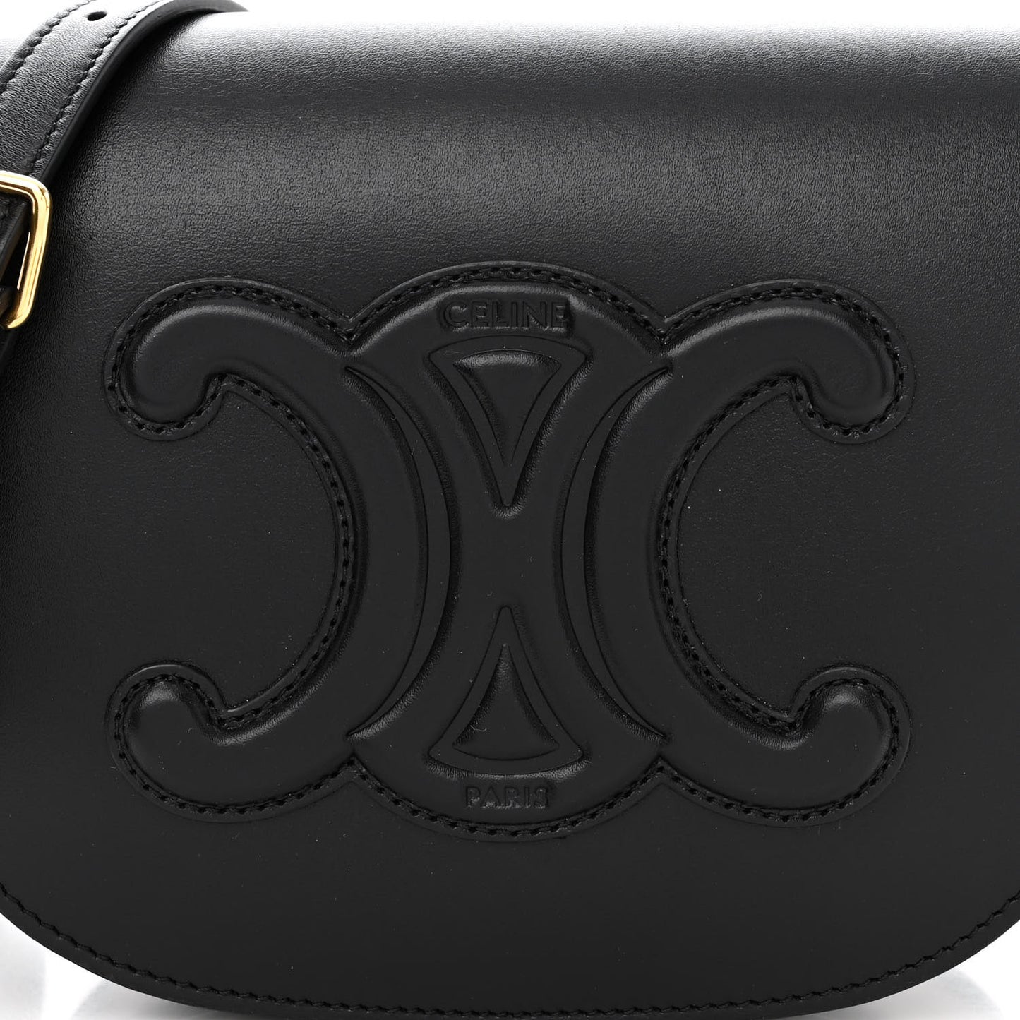 Smooth Calfskin Cuir Triomphe Folco Crossbody Bag Black
