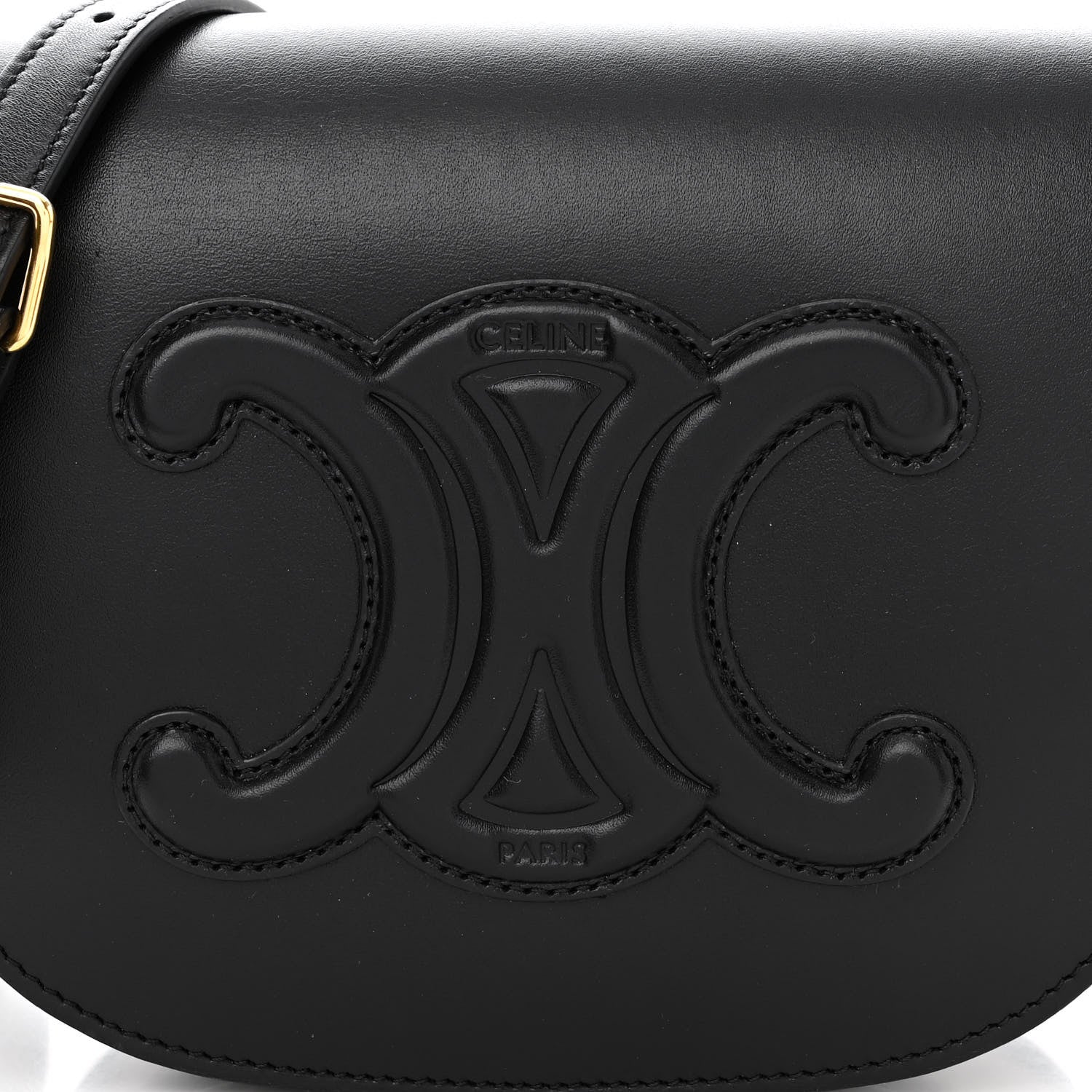 Celine Smooth Calfskin Cuir Triomphe Folco Crossbody Bag Black 9 of 11