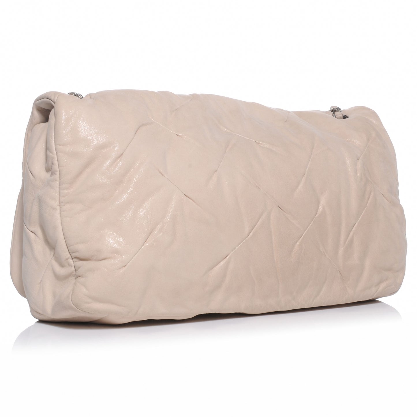 Iridescent Calfskin Large Glint Flap Beige Clair