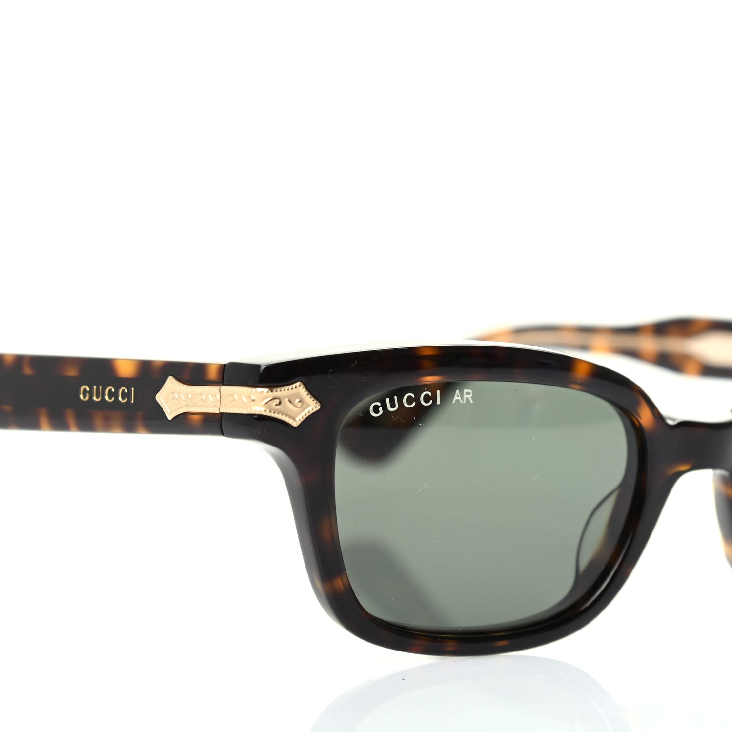 Gucci Acetate Metal Rectangular Frame Sunglasses GG0086S Dark Havanna 7 of 8