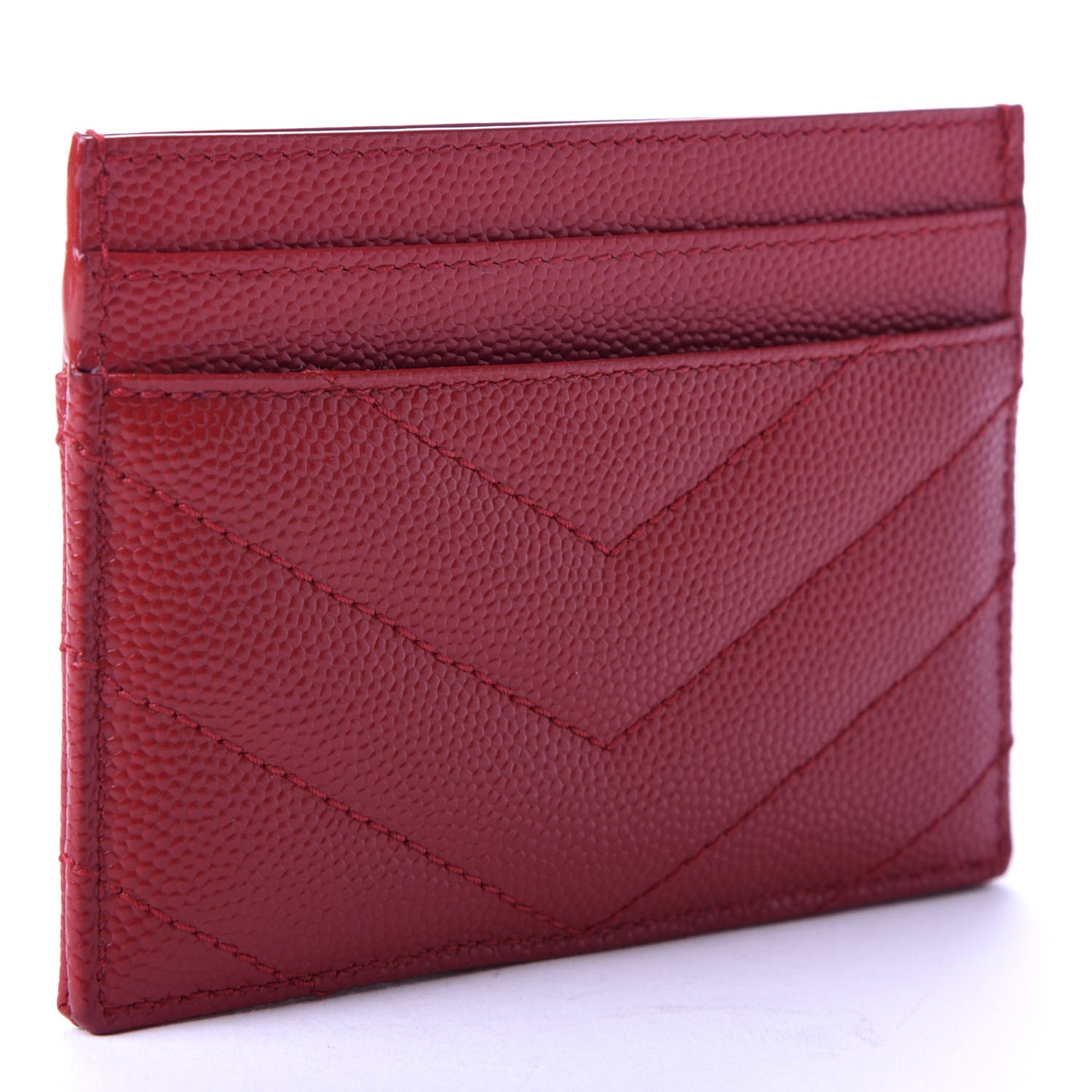Grain De Poudre Matelasse Chevron Monogram Credit Card Case New Red
