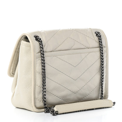 Saint Laurent Crinkled Calfskin Matelasse Monogram Baby Niki Chain Satchel Crema Soft 3 of 8