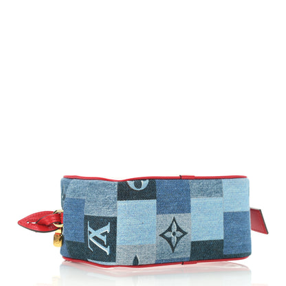 Louis Vuitton Denim Damier Monogram Patchwork PVC Beach Pouch Blue Rouge 4 of 9