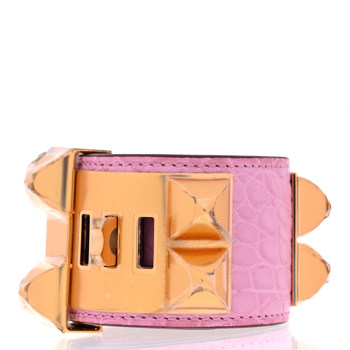 Matte Alligator Collier De Chien CDC Bracelet T2 5P Pink