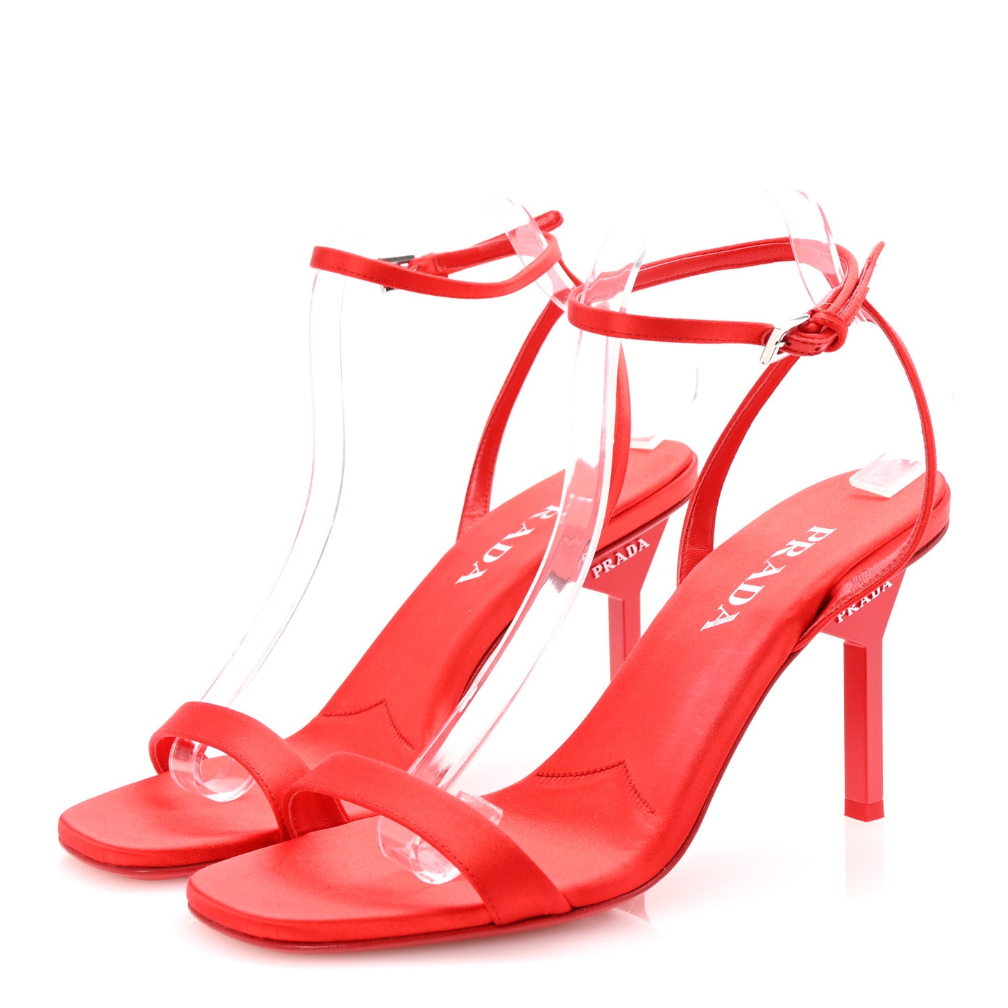 Satin Logo Slingback Sandals 40 Red