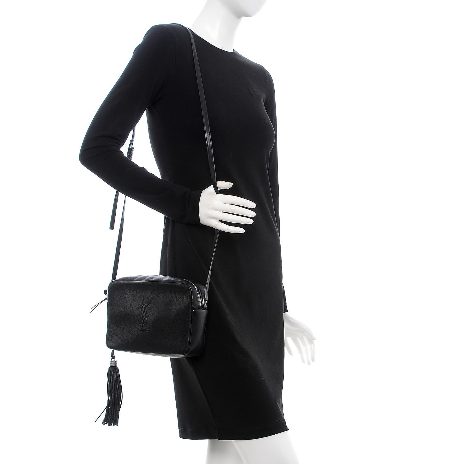 Saint Laurent Lambskin Monogram Small Lou Camera Bag Black 2 of 7