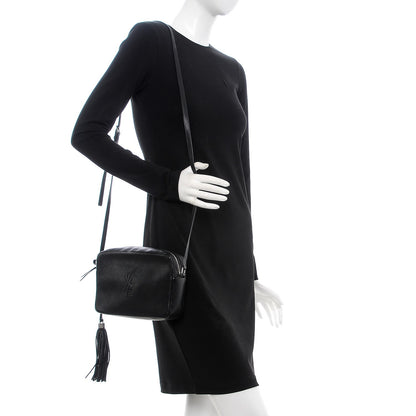 Saint Laurent Lambskin Monogram Small Lou Camera Bag Black 2 of 7